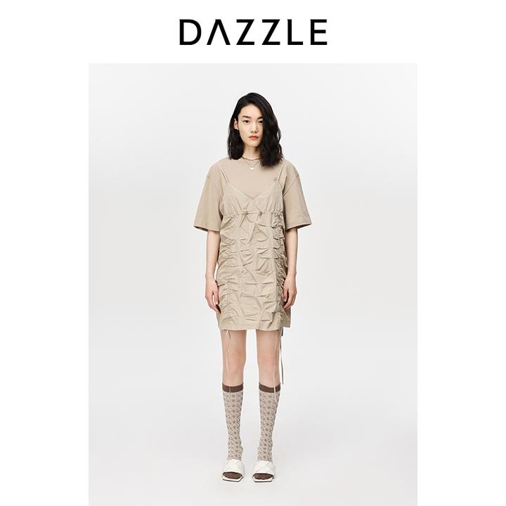 DAZZLE地素女款抽褶T恤连衣裙套2E2O492