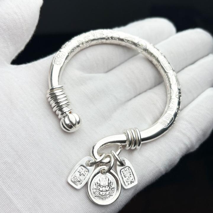 足银银制品 纯银制品 吉言挠丝南瓜头手镯  足银999纯手工制作