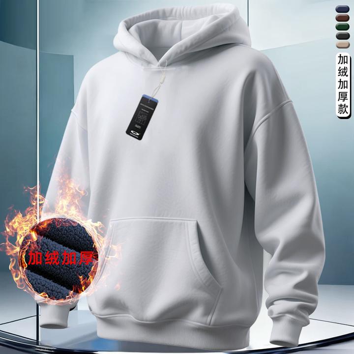 痞帅宽松情侣简约连帽长袖秋冬连帽男士套头卫衣男款加绒加厚卫衣