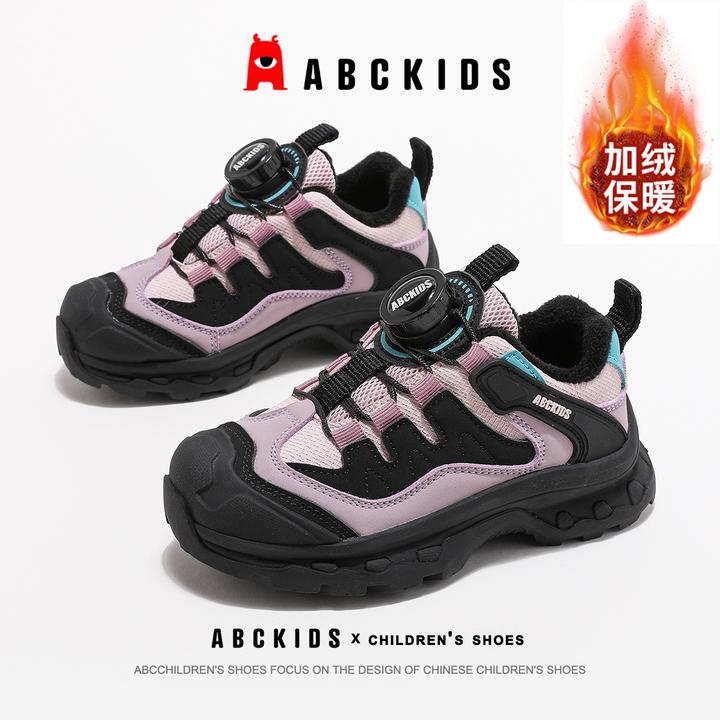 Abckids儿童棉鞋2025冬季新款女童保暖休闲鞋男童加绒防寒运动鞋