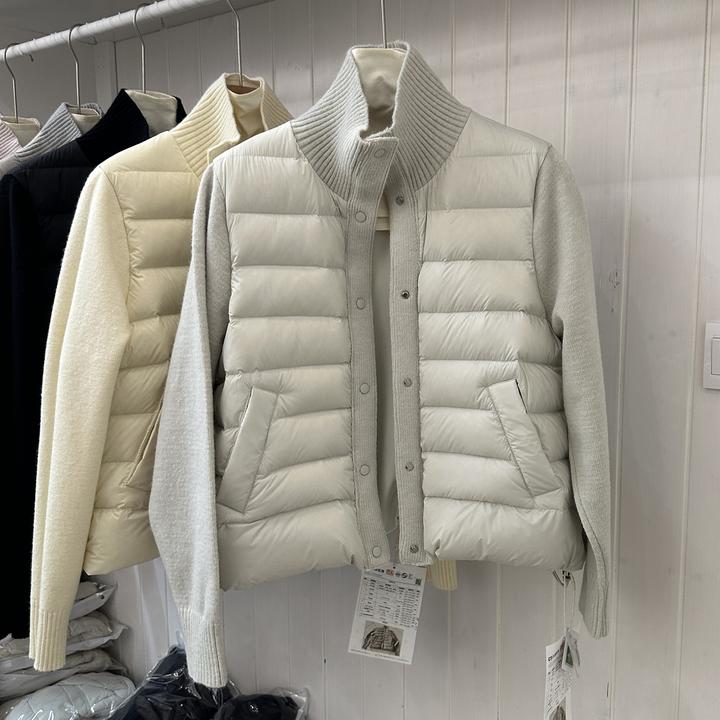 90%白鸭绒立领针织袖短款轻薄羽绒服女2025秋冬新款时尚排骨外套