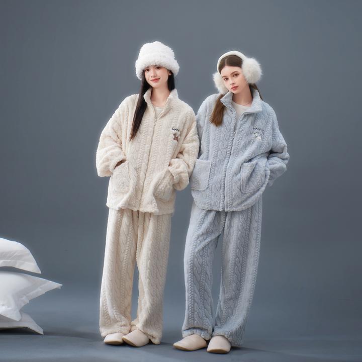 思莉太太【甜妹宿命】秋冬珊瑚绒2025新款女生睡衣可外穿加绒家居服