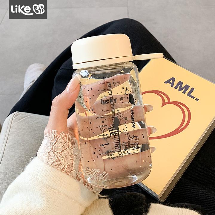可爱水杯女生高颜值玻璃杯小巧便携带茶隔刻度学生杯子夏新款2025