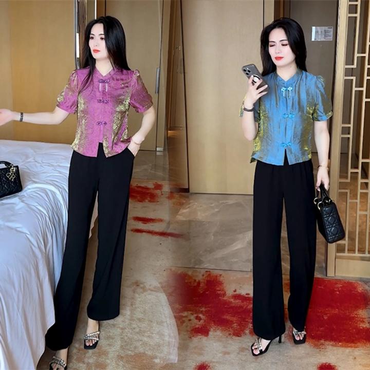 2025夏季穿搭衬衫休闲时尚洋气气质舒适女神新中式盘扣上衣