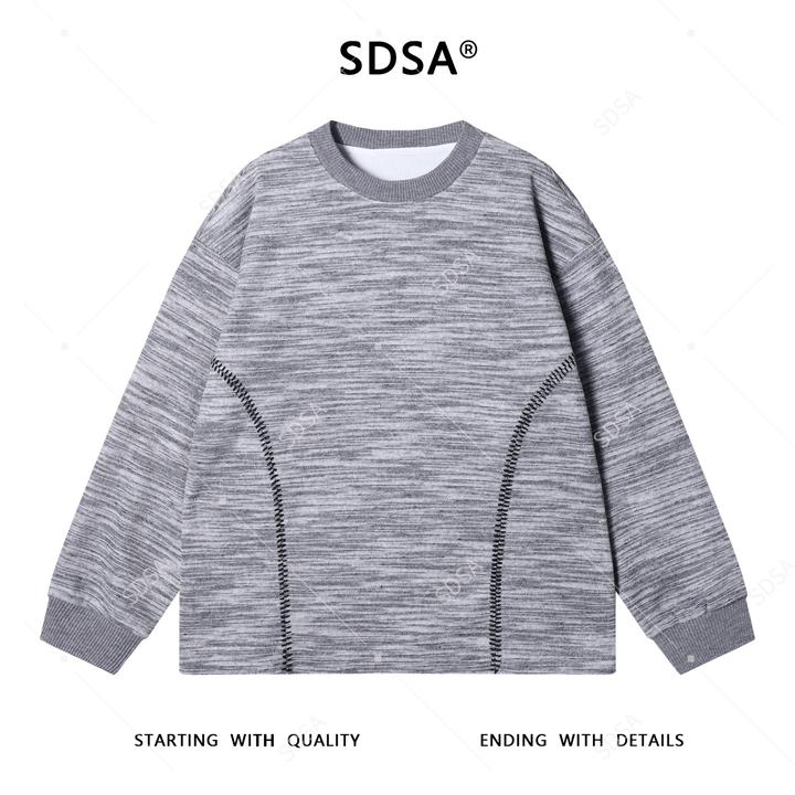 SDSA男士秋冬新款痞帅男装韩版扎染撞色缝线设计圆领卫衣百搭时尚