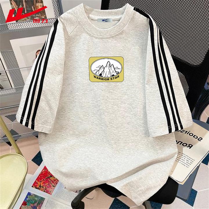 回力甜美风设计感夏季纯棉短袖T恤女宽松辣妹多巴胺夏装条纹美式