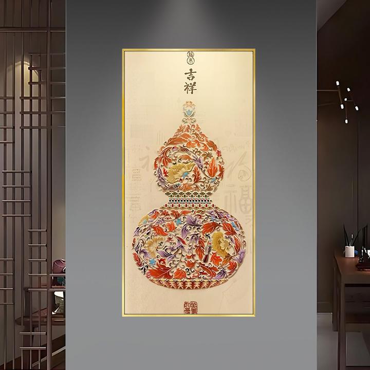 网红家居轻奢新中式吉祥葫芦玄关立体装饰画适合入户过道走廊c052
