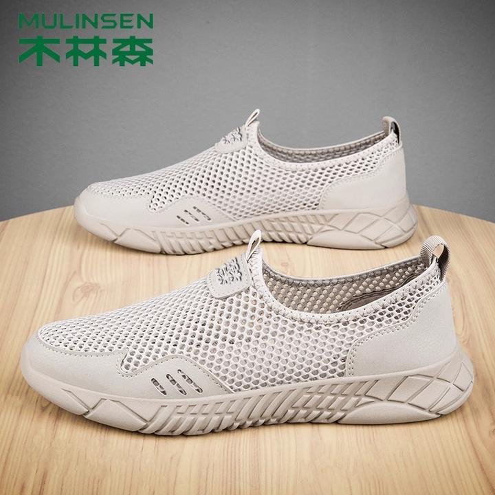 木林森网鞋男春秋新款透气网面鞋男士休闲鞋一脚蹬懒人鞋网布潮鞋