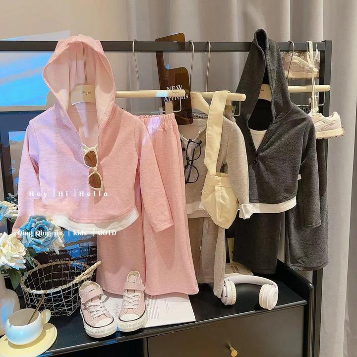 【专柜正品】糯米绒假两件连帽打底衫+防蚊裤两件套春秋季套装儿童