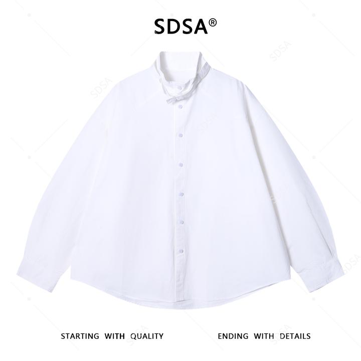 SDSA男士秋冬新款痞帅男装宽松极简风立领长袖衬衫百搭时尚衬衣