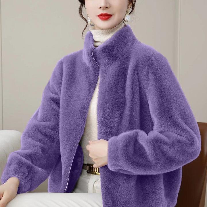 2025新款冬季美拉德高档仿水貂绒外套女装百搭洋气宽松上衣保暖