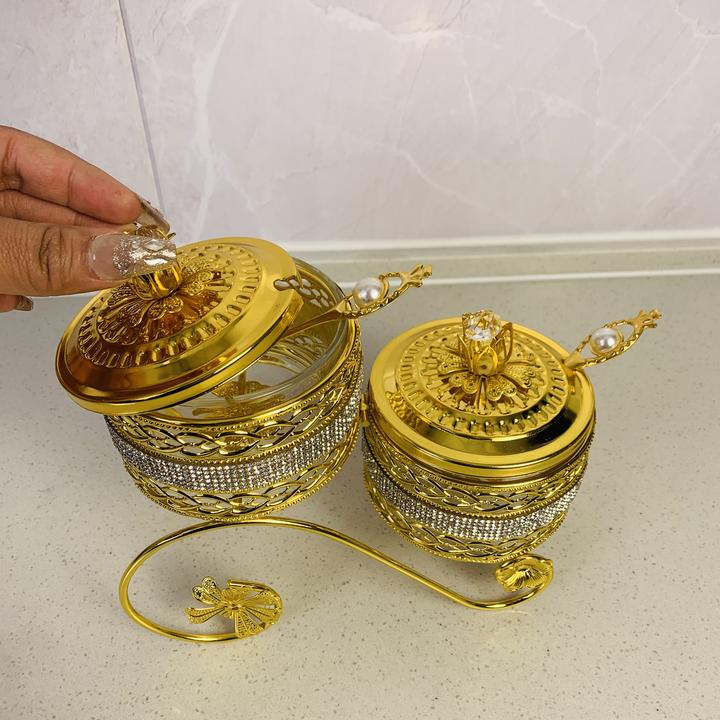 【新疆包邮】murabbakaqisi 2个金色果酱杯家用带盖创意网红个性