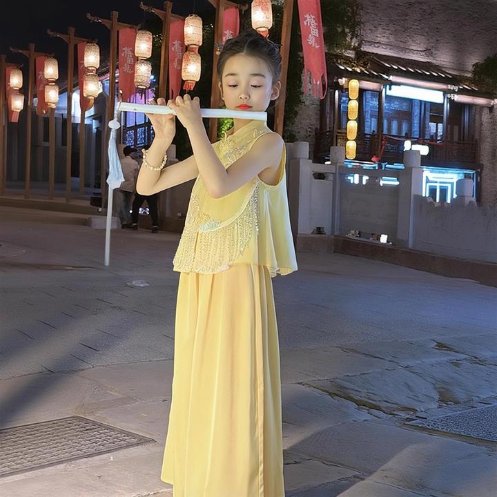 女童夏季中国风唐装薄款2025碎花单排扣唐装复古休闲风仙气套装