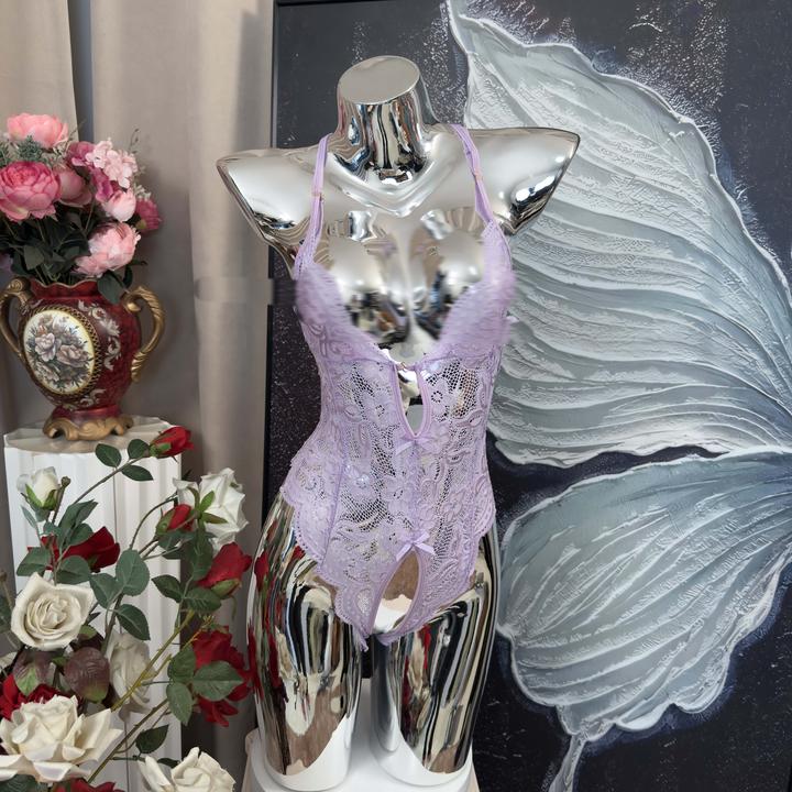 【情花】系列蕾丝蝴蝶结包边趣味睡衣