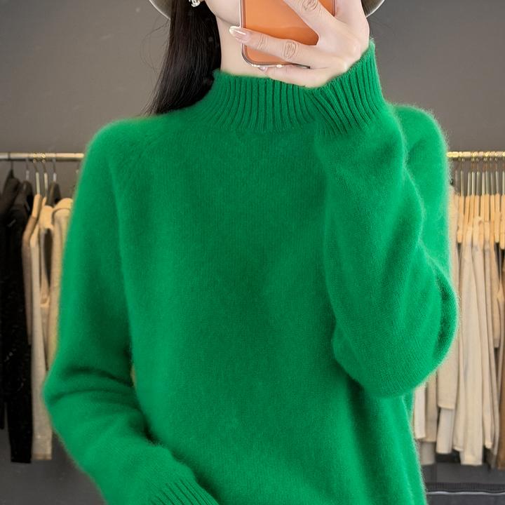 2025秋冬新款加厚~100%纯羊毛衫女士半高领百搭打底衫百搭显瘦