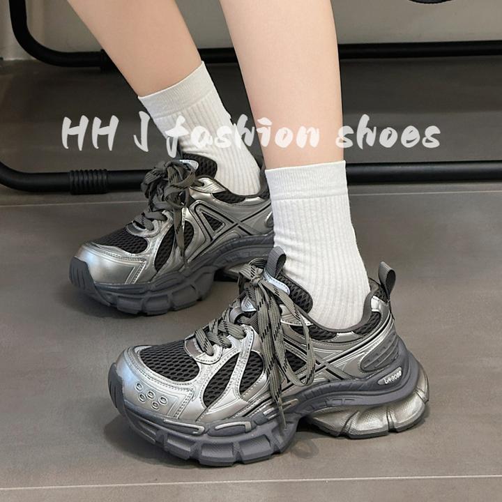 厚底老爹鞋女2025秋季休闲复古网面透气百搭爆款休闲跑步运动鞋