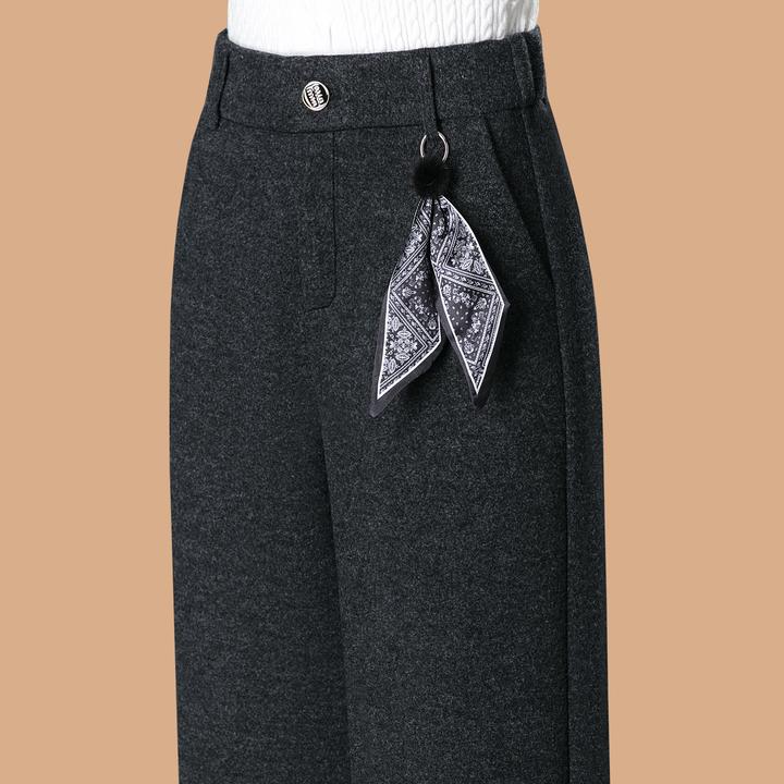 垂感羊毛呢西装裤女士2025秋冬季新款厚款高腰小个子九分阔腿裤子