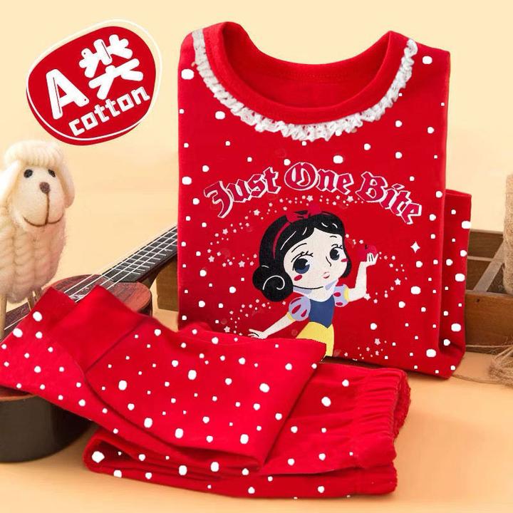 库洛米女童本命年内衣儿童纯棉秋衣秋裤套装蛇年12岁大童喜庆睡衣