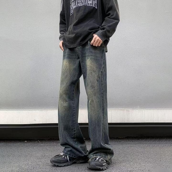 男装秋季款爆款2025新款个性字母牛仔裤嘻哈ins裤子男款春秋美式