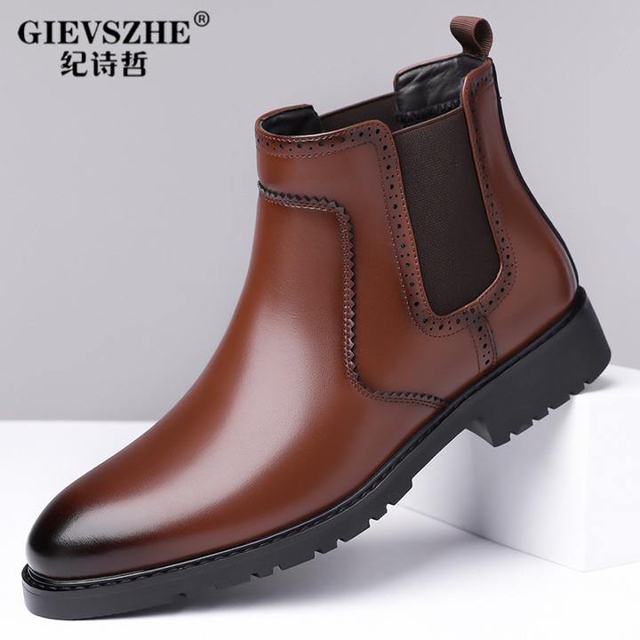【小众潮流鞋子】纪诗哲秋冬简约帅气英伦风商务休闲切尔西靴高街男