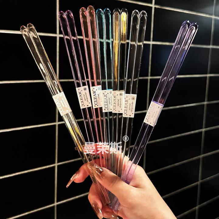 网红虫虫同款水晶透明筷子小清新马卡龙学生外出吃饭便携收纳盒