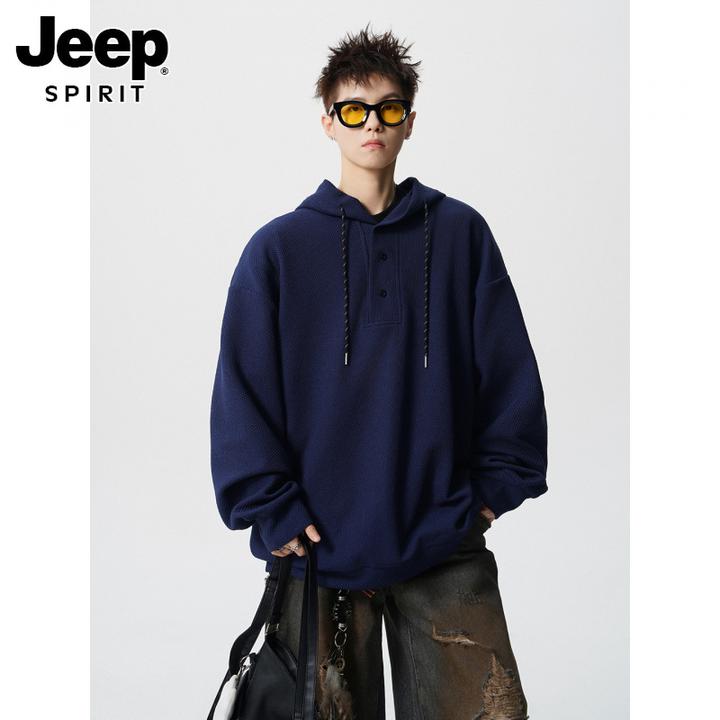 JEEPSPIRIT潮牌美式重磅连帽卫衣男女复古宽松休闲百搭套头帽衫