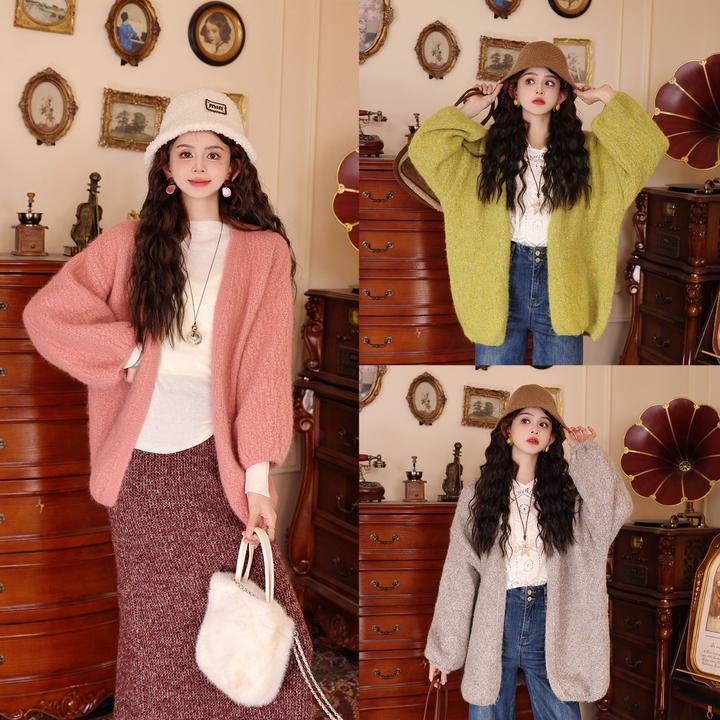 陈大器【春日嫩芽】港风复古开衫慵懒百搭休闲针织毛衣JC1989338