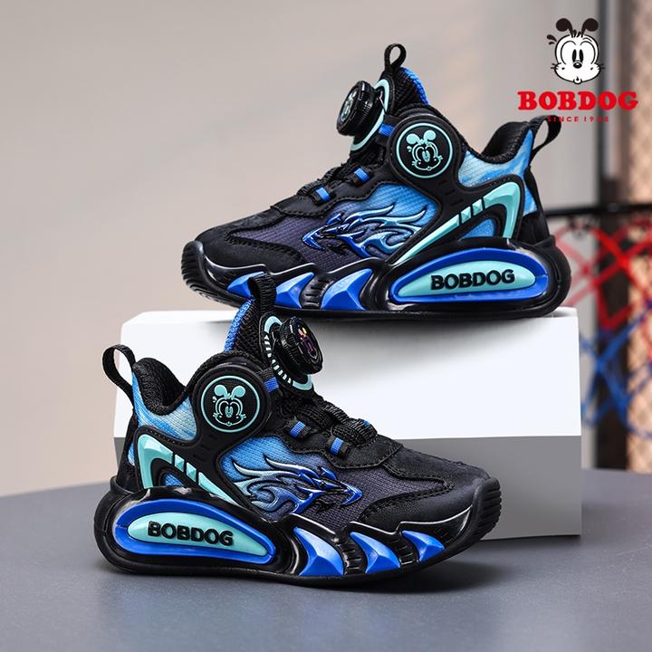 巴布豆男童运动鞋秋季我们透气中大童篮球鞋旋转钮扣儿童跑步鞋子