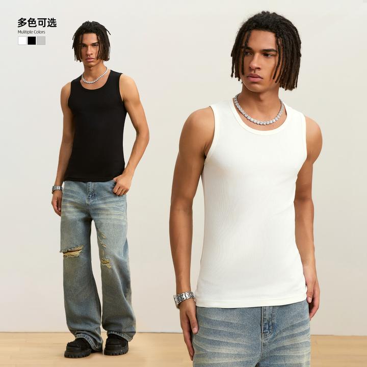 STK SmallTownKid 凉感空调小背心纯色工字背心潮牌美式宽松无袖T