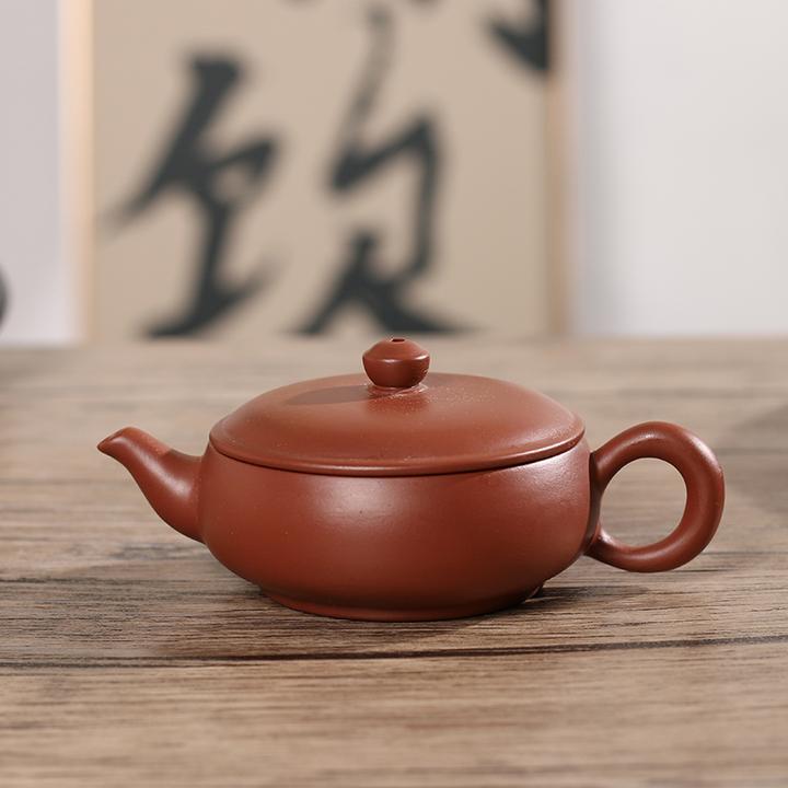潮州原矿朱泥超大宽口一片瓦壶小容量110cc潮州手拉壶家用泡茶壶