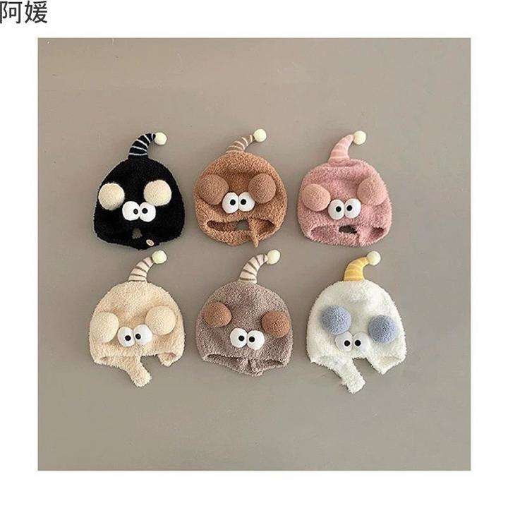 超萌宝宝秋冬帽子婴儿毛绒帽男童针织帽女女宝宝秋冬针织护耳帽