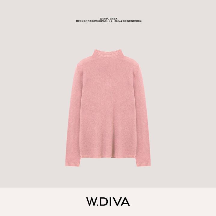 W.Diva【温语】康赛妮纯山羊绒圆领长袖毛衫慵懒风百搭女53Z233137