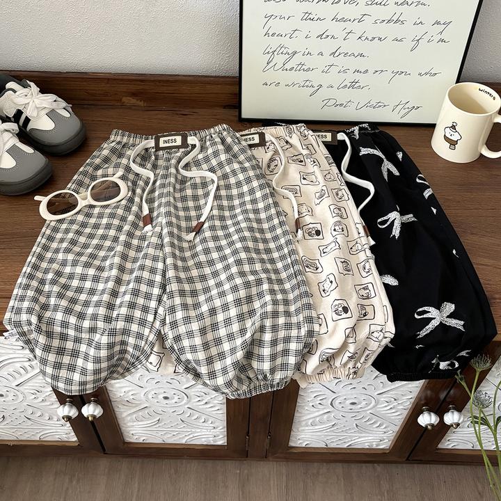 儿童长裤夏季新品韩版宽松版男女童纯色休闲防蚊裤宝宝光板束脚裤