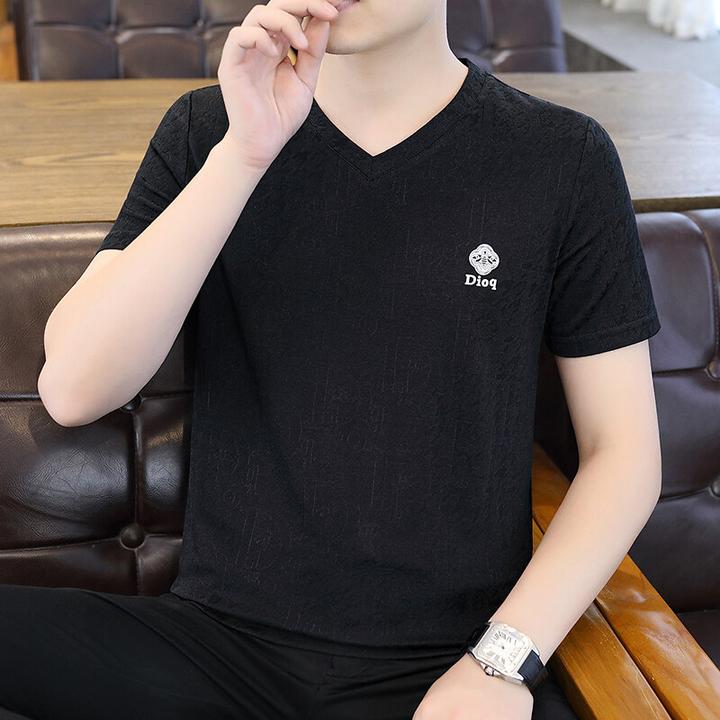 夏季新款短袖恤男士潮流休闲领青上衣