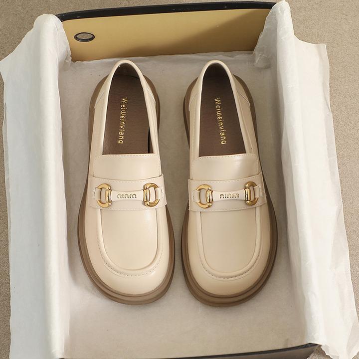 威威女郎 826-3厚底乐福鞋女复古英伦风一脚蹬软底小皮鞋大码女鞋