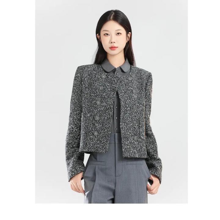 AMASS/阿玛施新款法式复古小香风气质时尚双排扣外套5400837-1