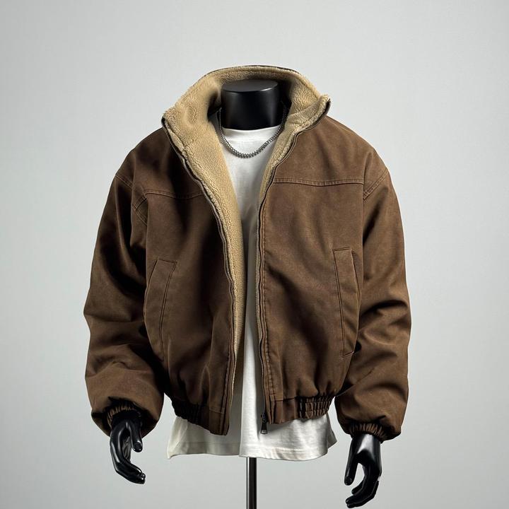 2025冬季加厚羊羔毛立领棉服男日系保暖百搭工装棉衣休闲宽松外套