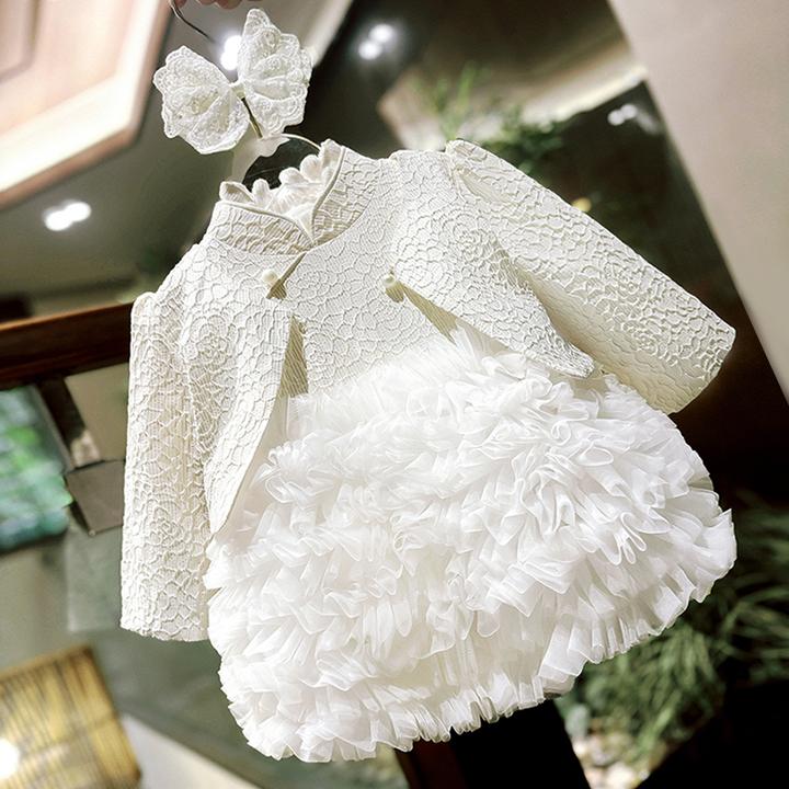 女宝宝公主裙秋套装2025新款生日蛋糕裙高级感中式蓬蓬裙女童礼服