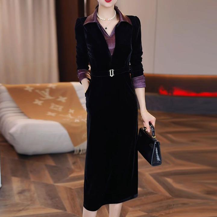 卡丹绒高档奢华连衣裙2025春季新款时尚洋气气质优雅修身显瘦礼服