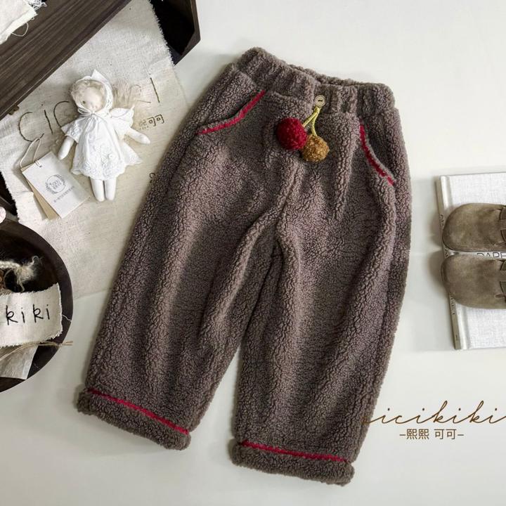 【熙熙可可】2025女童冬季新款百搭加绒加厚时尚羊羔毛裤子 KZ25126