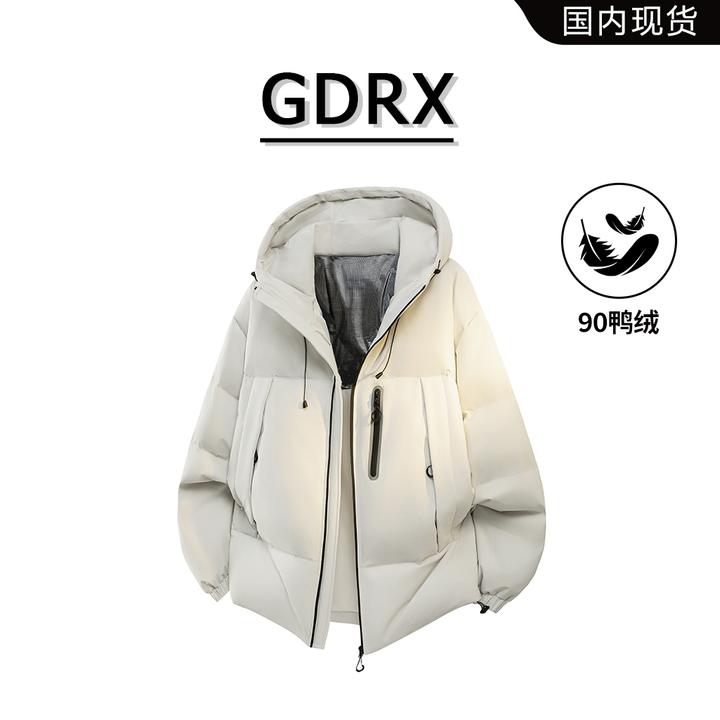 GDRX美式石墨烯连帽羽绒服男冬季时尚百搭潮流外套轻奢保暖男装