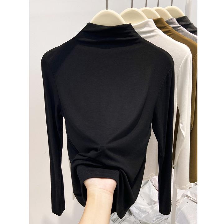 基础款内搭半高领打底衫女2025秋冬新款欧货软糯薄款长袖t恤上衣