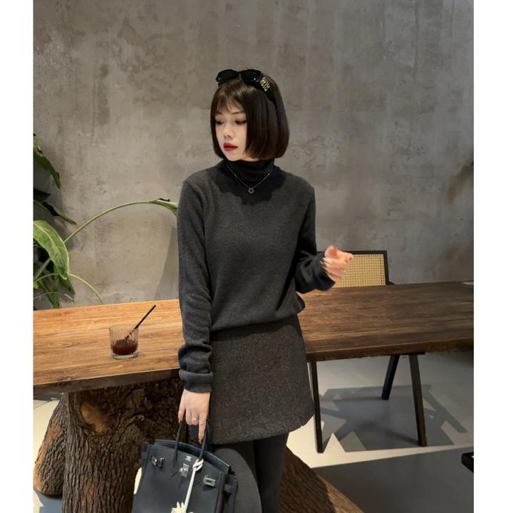 MY【无缝一体】100%全羊毛一线成衣百搭打底冬季新款软糯亲肤针织衫