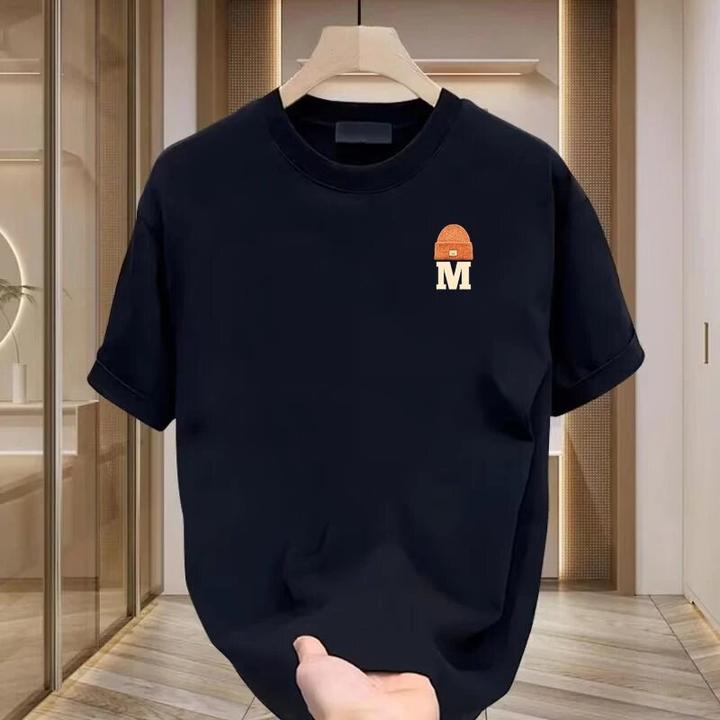 仓石一树潮牌黑色短袖t恤男2025夏季宽松休闲黑色情侣装圆领上衣