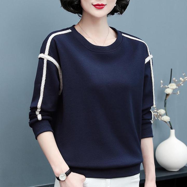 法劳格早春女士卫衣2025年新款宽松圆领色大码中年妈妈短款春秋上