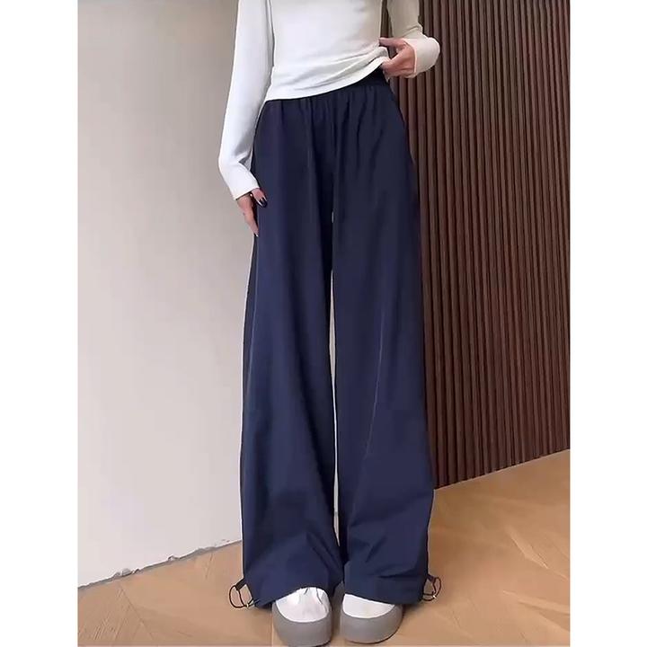 藏青色速干工装裤男夏季薄款2025新宽松直筒休闲美式阔腿运动裤