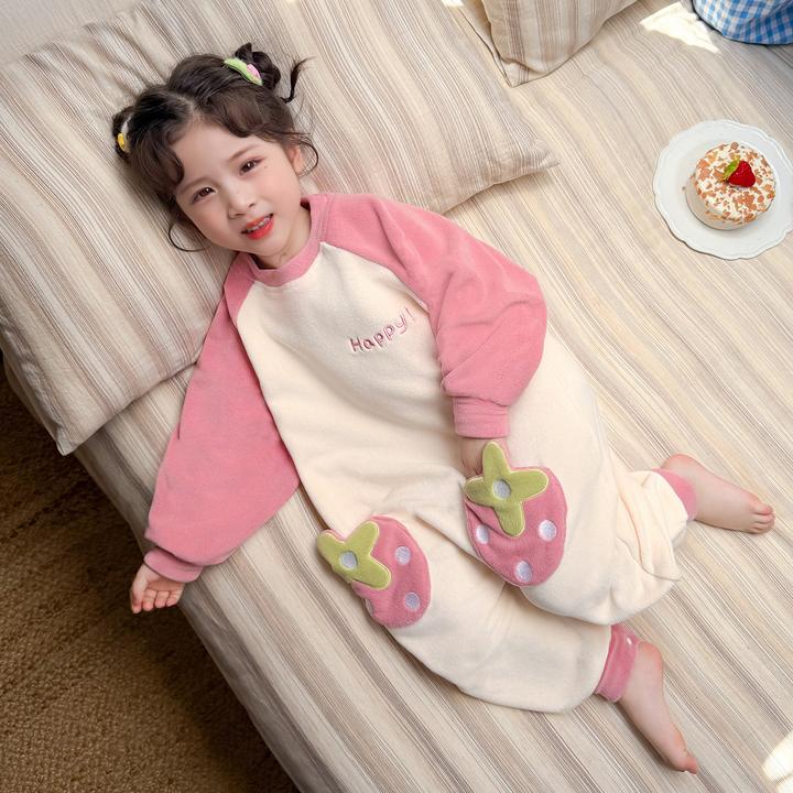 女童连体睡衣2025新款奥粒绒保暖秋冬款女孩女宝宝儿童家居服睡袋