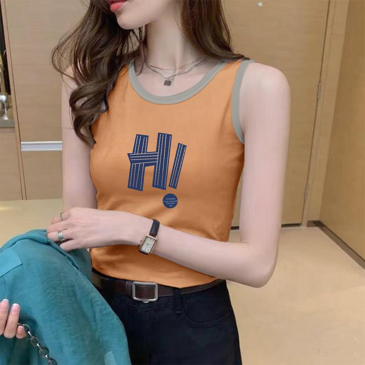 100%纯棉吊带背心女夏季新款时尚洋气百搭休闲运动体恤打底上衣