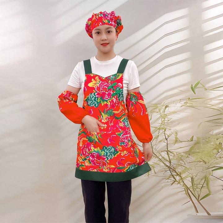 【30233】小个子盘扣围裙防水厨房做饭家用工作服务员防污耐脏短款