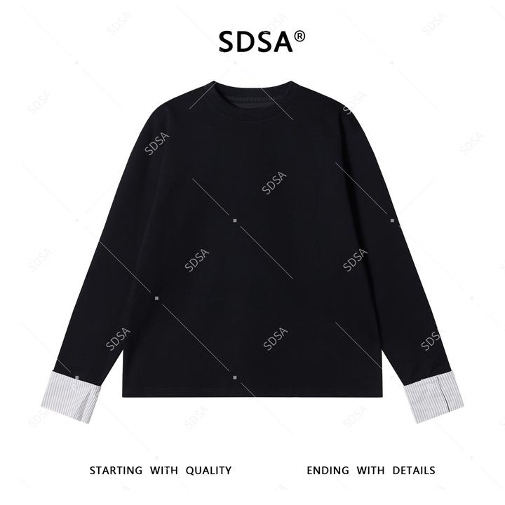 SDSA男士秋冬新款轻奢痞帅男装撞色拼接圆领套头卫衣宽松简约上衣